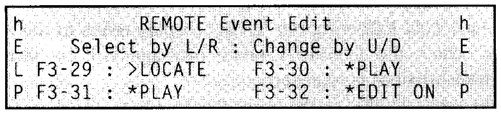 DMR8 main LCD, REMOTE Event Edit, remote command assignment (manual drawing)