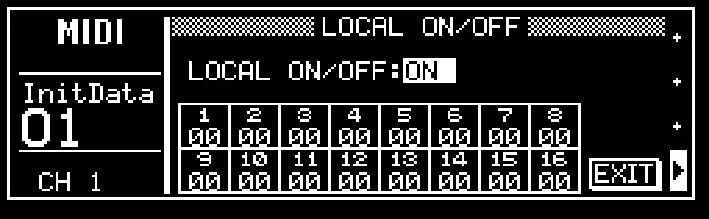 Écran LCD de la ProMix 01, LOCAL ON/OFF, contrôle local