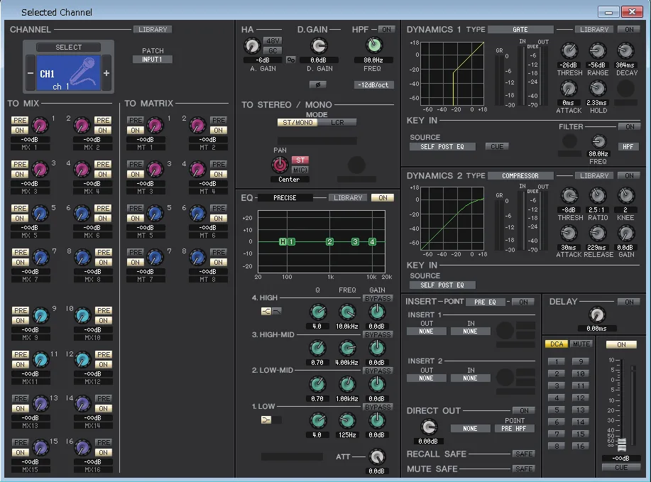 QL Editor : fenêtre Selected Channel