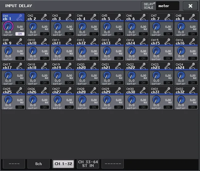 Fenêtre INPUT DELAY de la QL5
