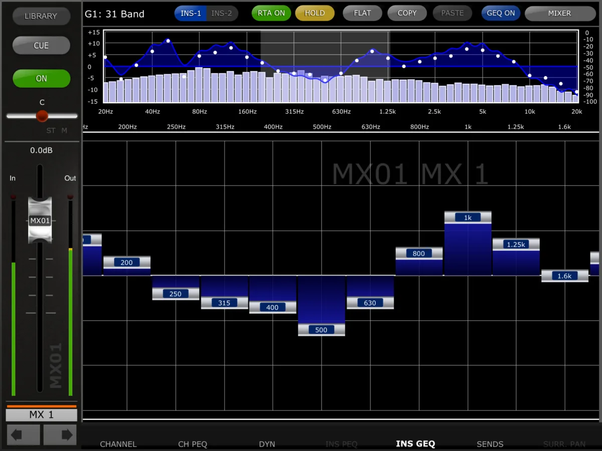 QL StageMix : égaliseur graphique