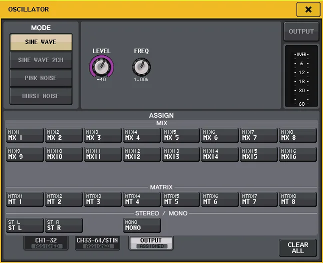 Fenêtre OSCILLATOR de la QL5