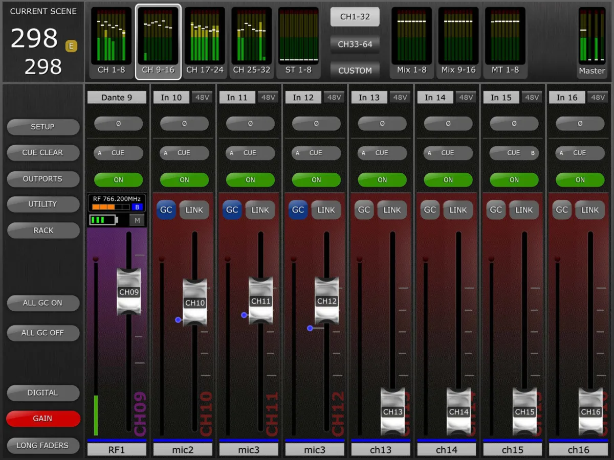 QL StageMix : mode Sends on Fader