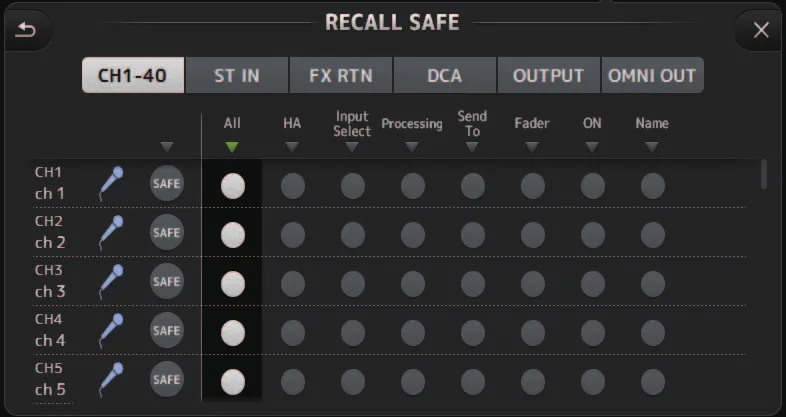 Écran RECALL SAFE de la TF5