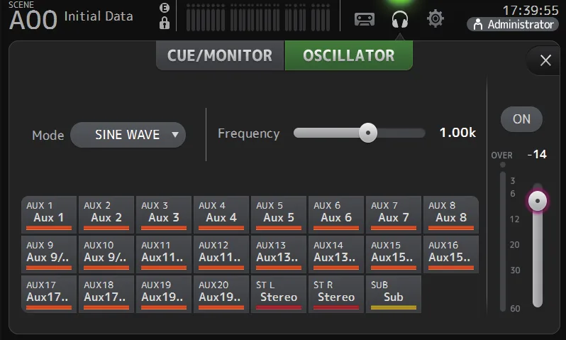 Écran OSCILLATOR de la TF5