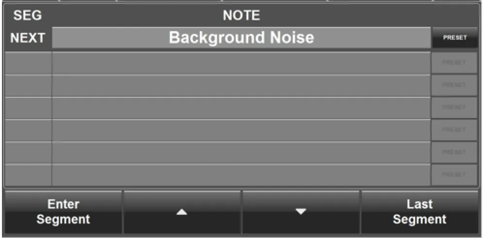 Oasis GUI Note menu: entry and list of notes attached to segments (2x enlarged capture)