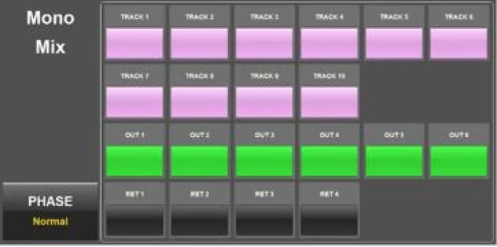 Oasis GUI Mono Mix menu: mono mix sources (2x enlarged capture)